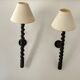 Pair of XL wall sconces in turned wood, France 1950
