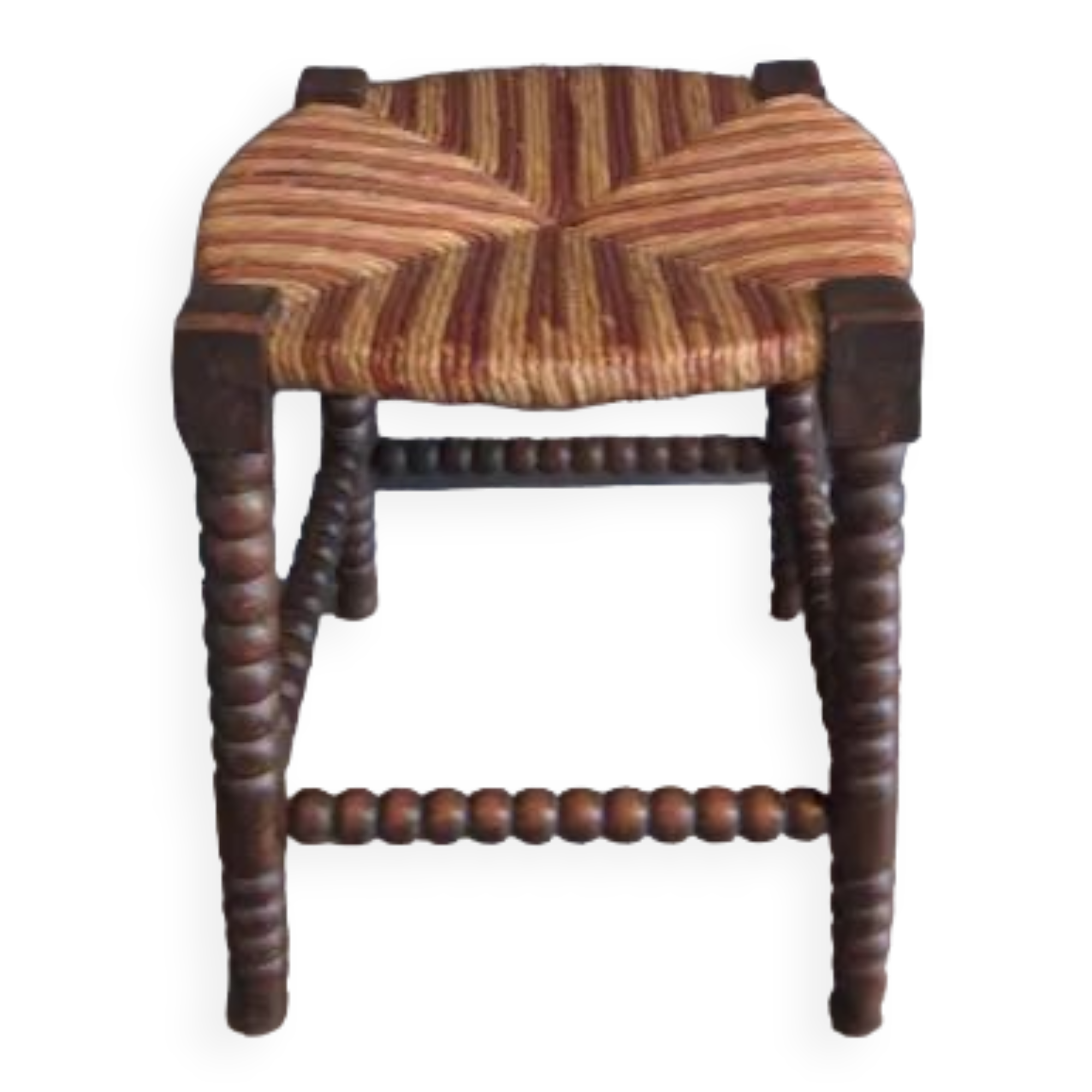 Antique mulched stool, turned feet