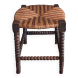 Antique mulched stool, turned feet