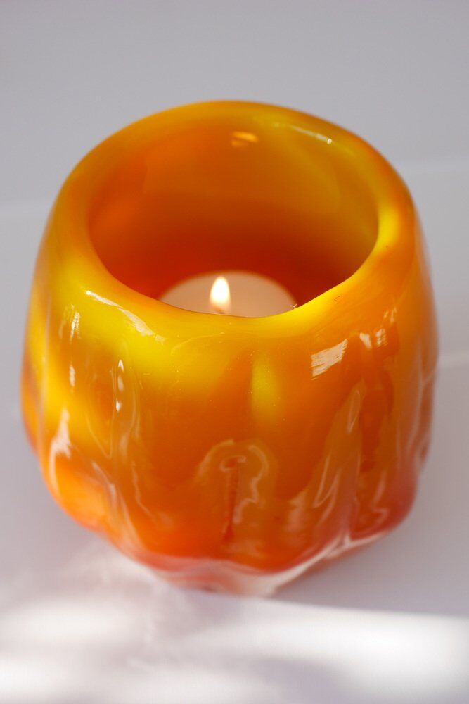Art glass candleholder by Göte Augustsson Ruda Glasbruk