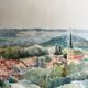 Watercolor painting 1909 "Pouilly-en-Auxois" (21) Signed Lépée + frame