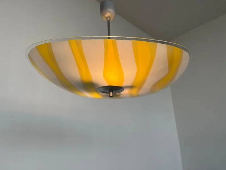 Mid-century design glass pendant by Napako, Czechoslovakia, 1970s.