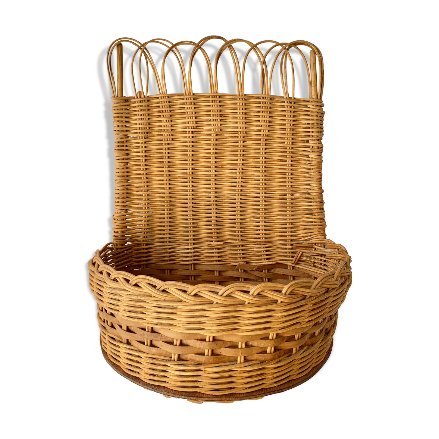 Small vintage braid wicker shelf