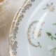 Lot of 4 flat plates Limoges FD Chauvigny golden white rose pattern