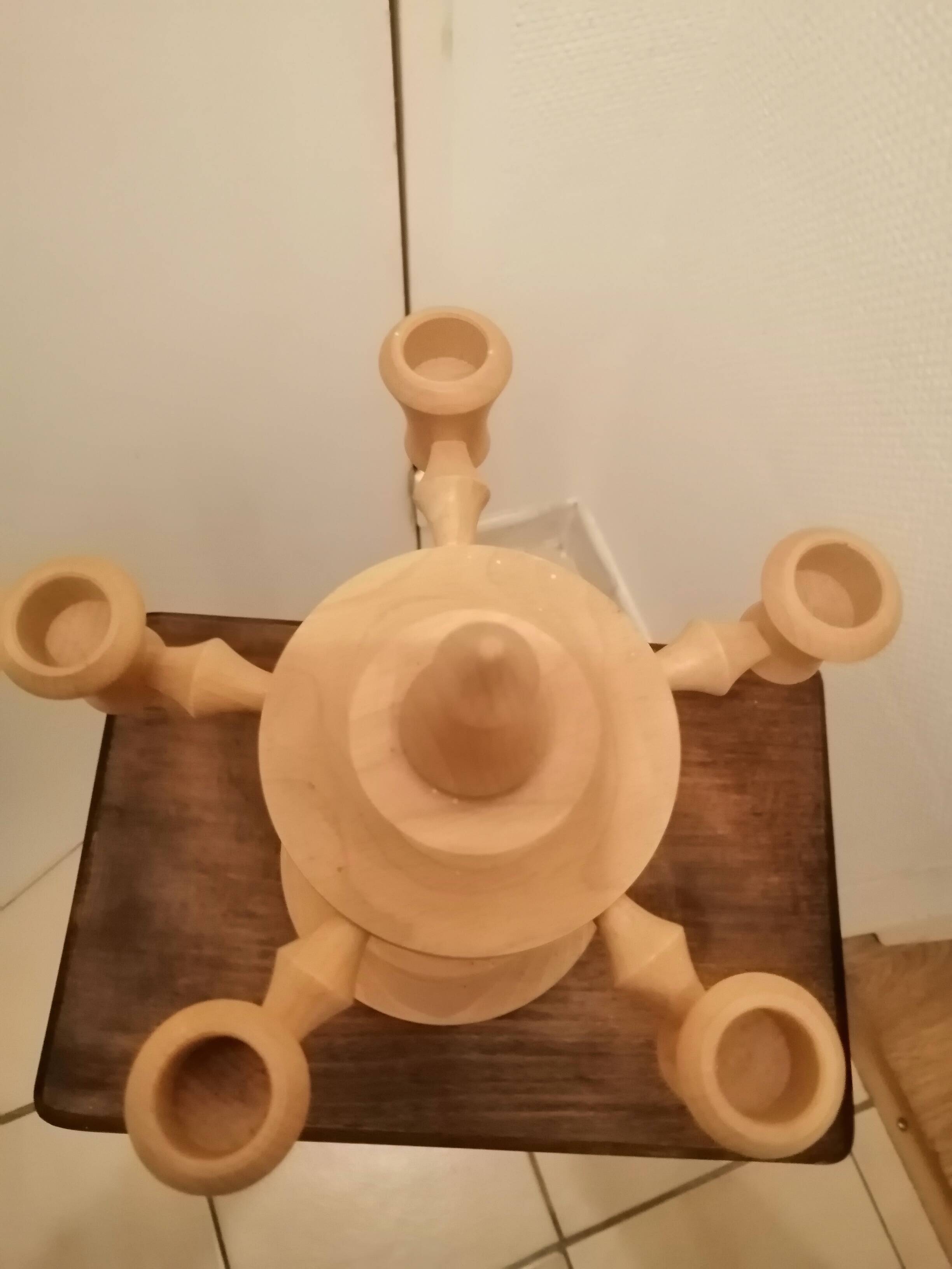 Scandinavian wooden candlestick holder
