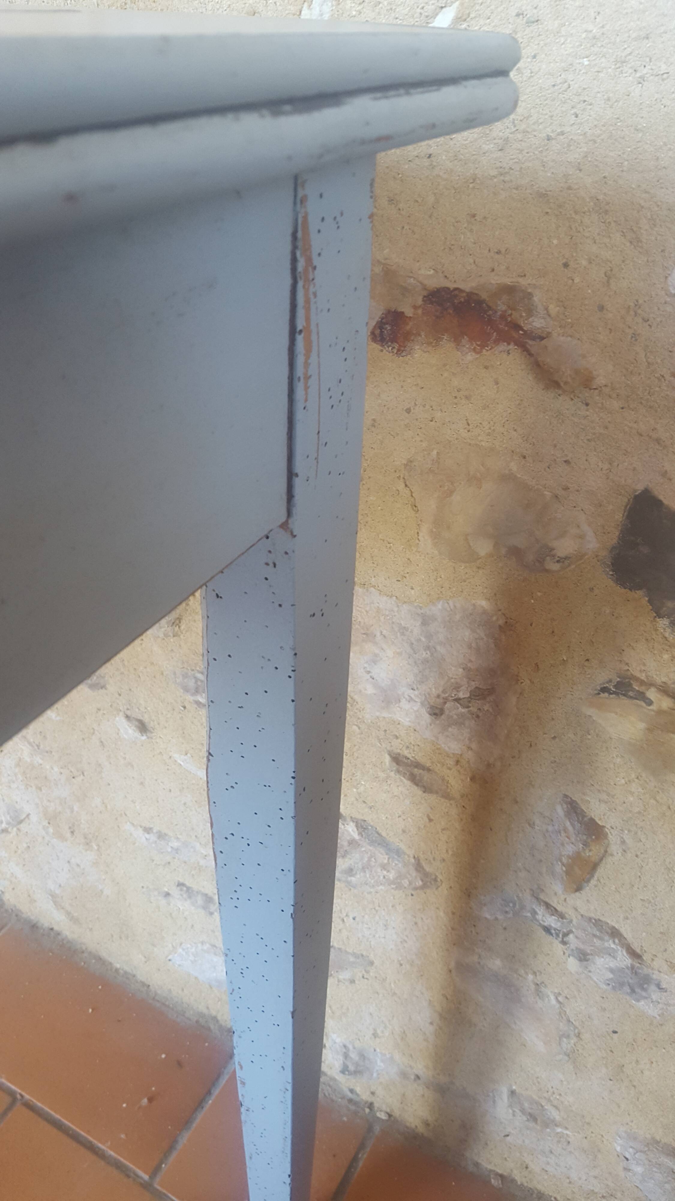 Small sky blue patina farm table