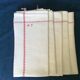 5 old tea towels, red monogram, vintage kitchen
