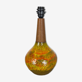 Pied de lampe en Fat Lava et teck par Krösselbach Ceramic, Allemagne, années 1970