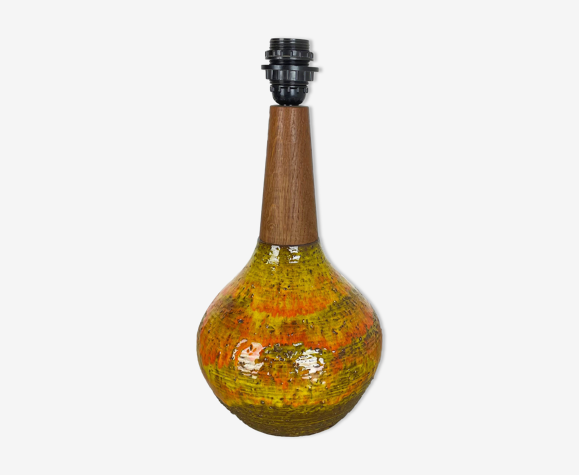 Pied de lampe en Fat Lava et teck par Krösselbach Ceramic, Allemagne, années 1970