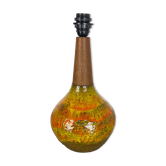Fat lava teak table light base by Krösselbach Ceramic, Germany, 1970s