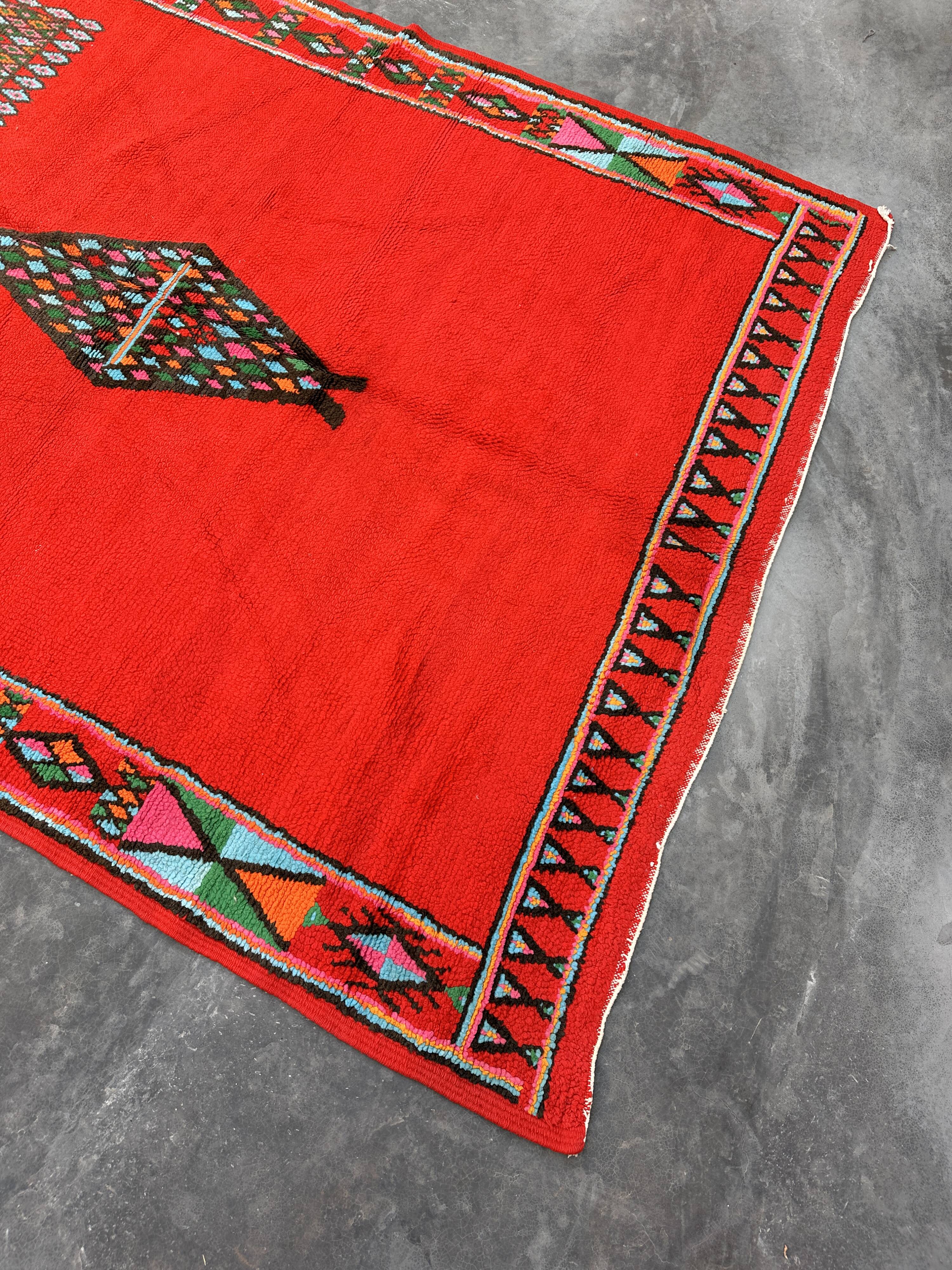 Tapis Marocain Boujad rouge - 443 x 203 cm