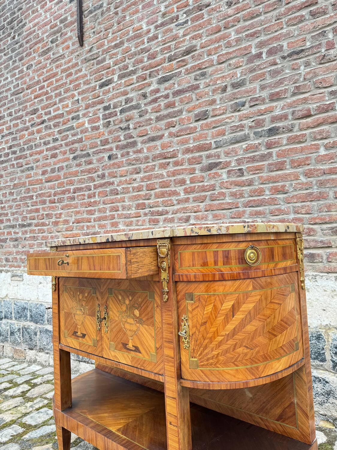 Console, Serving In Marquetry Louis XVI Style XIX Eme Century