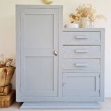 Armoire asymétrique ancienne - grise patinée