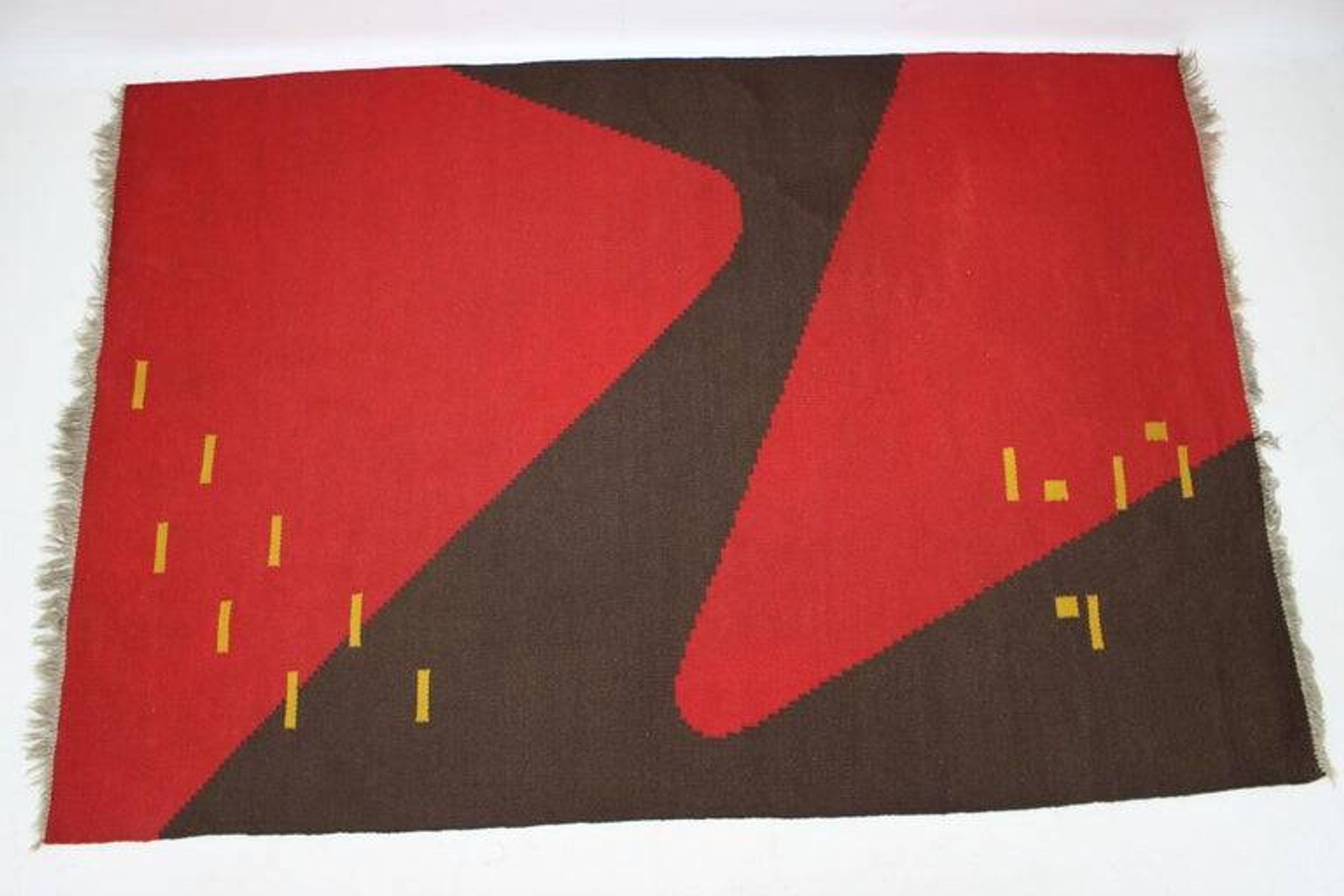 Design organic abstract geometric carpet/rug in style of Antonín Kybal, 1950s