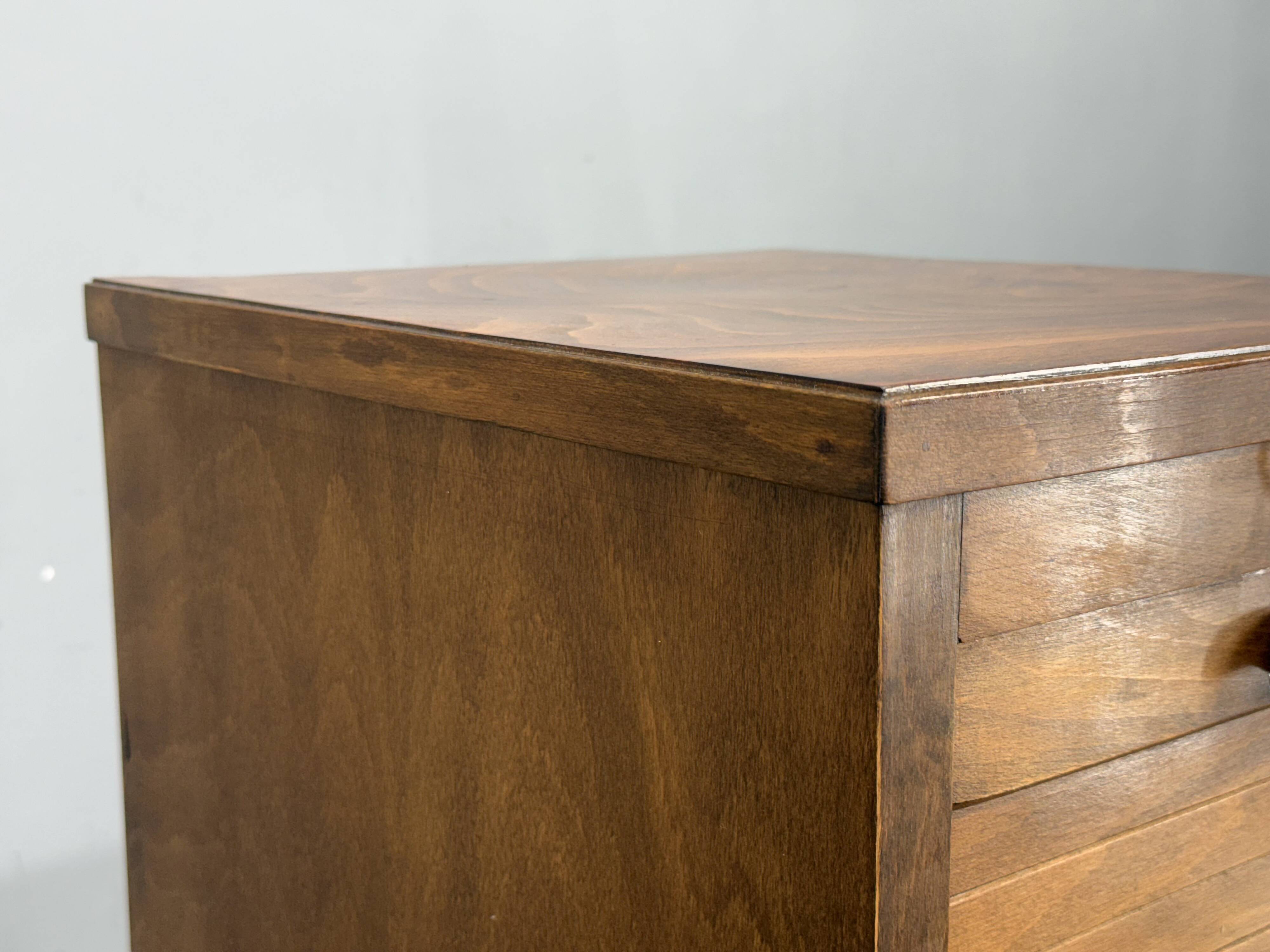 Art Deco Beech Tambour Office Cabinet, Czechoslovakia 1940s
