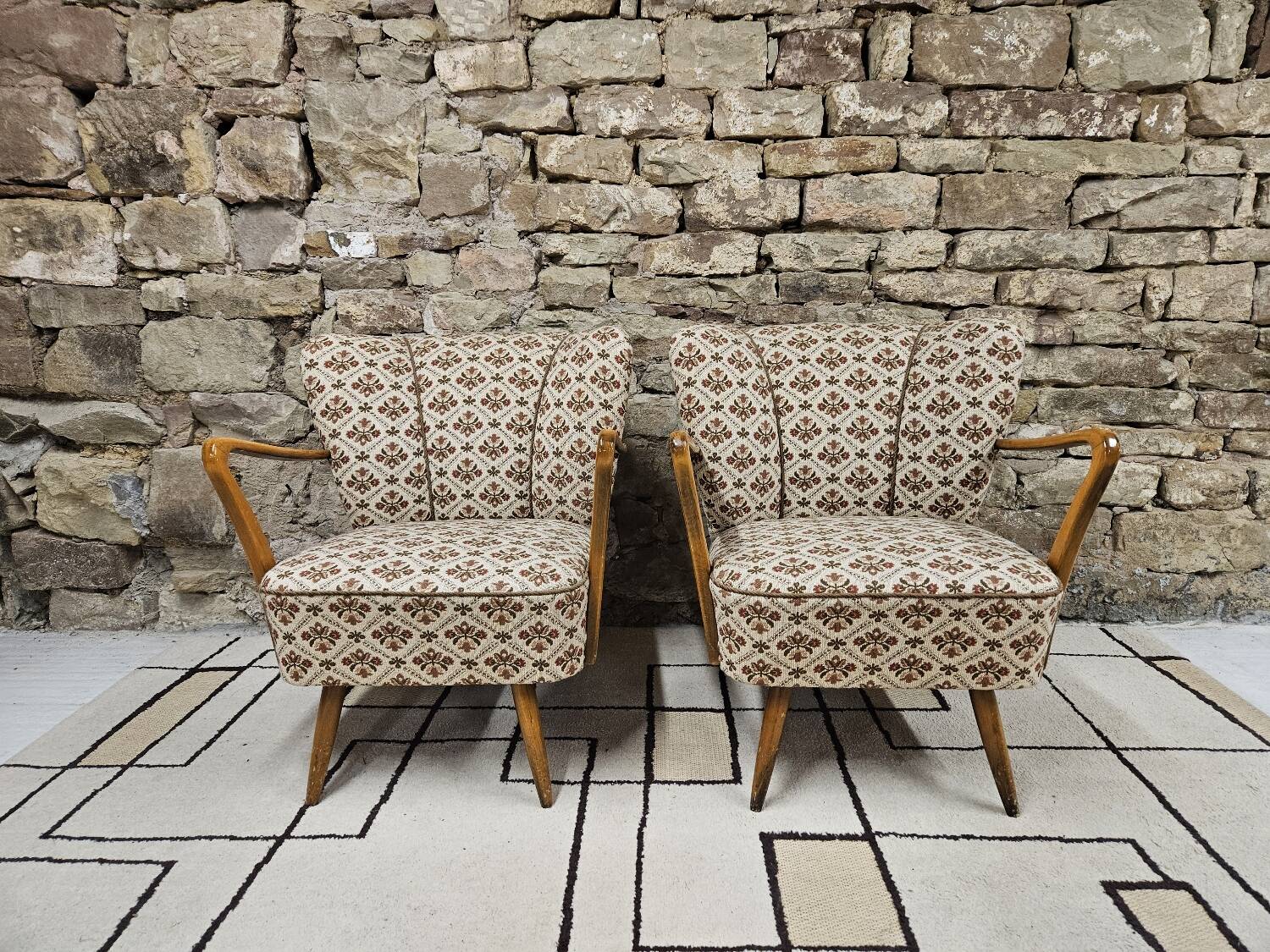 Pair of 1960 flowered armchairs