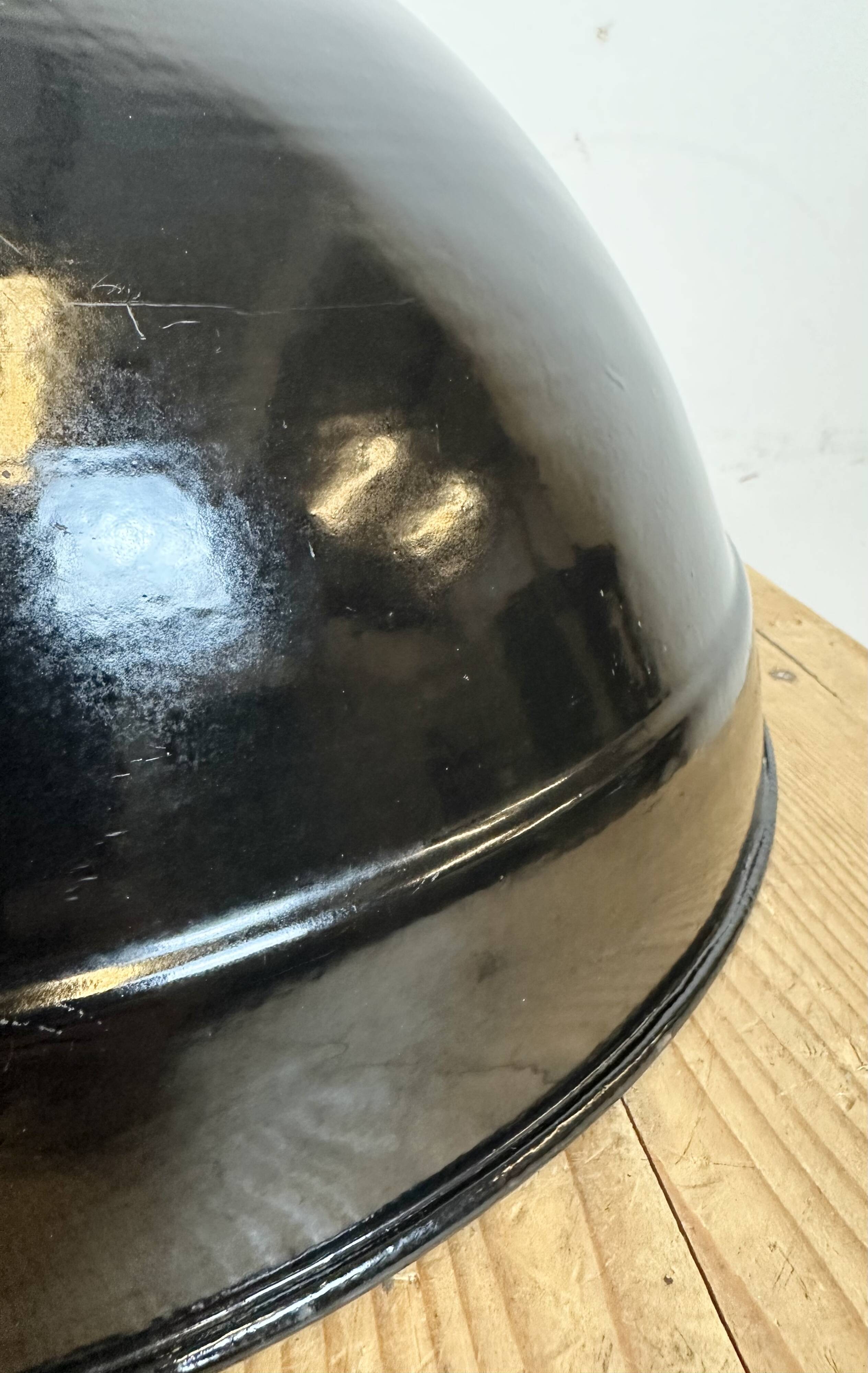 Industrial black enamel factory pendant lamp, 1950s