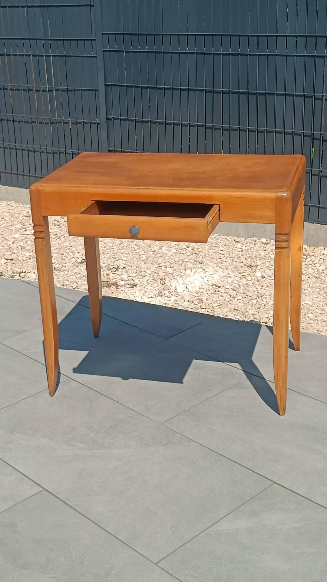 Vintage Scandinavian-style wooden table with drawer, 1950s-60s.