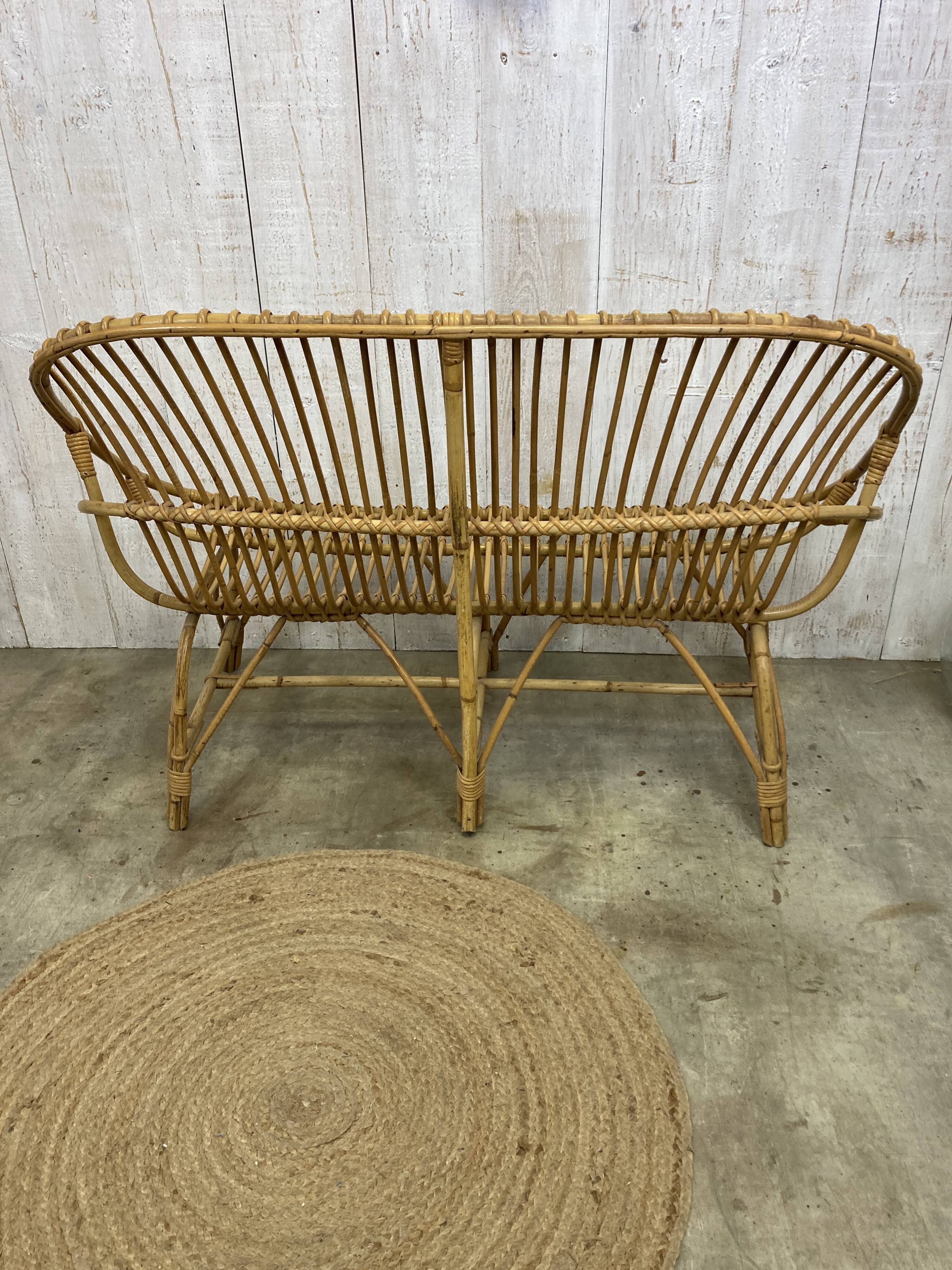 Vintage rattan bench