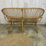 Vintage rattan bench