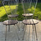 Set of 4 Formica chairs, 1960s style with metal frame.