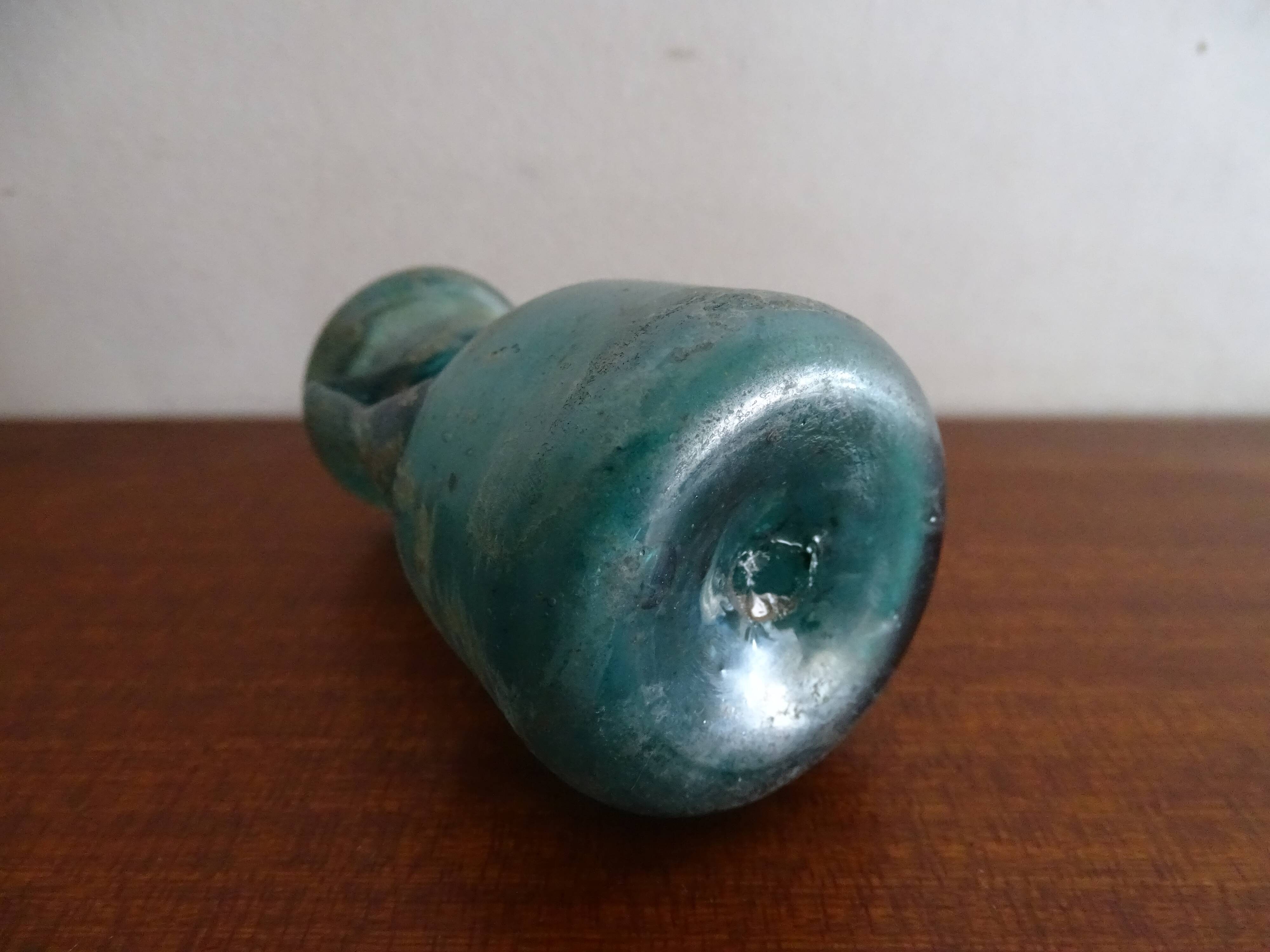 Ancient balsamaire Gallo Roman style iridescent glass paste