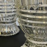Pair of vintage geometric semi-crystal vases