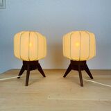 Pair of Scandinavian tripod lamps in teak 60s UFO