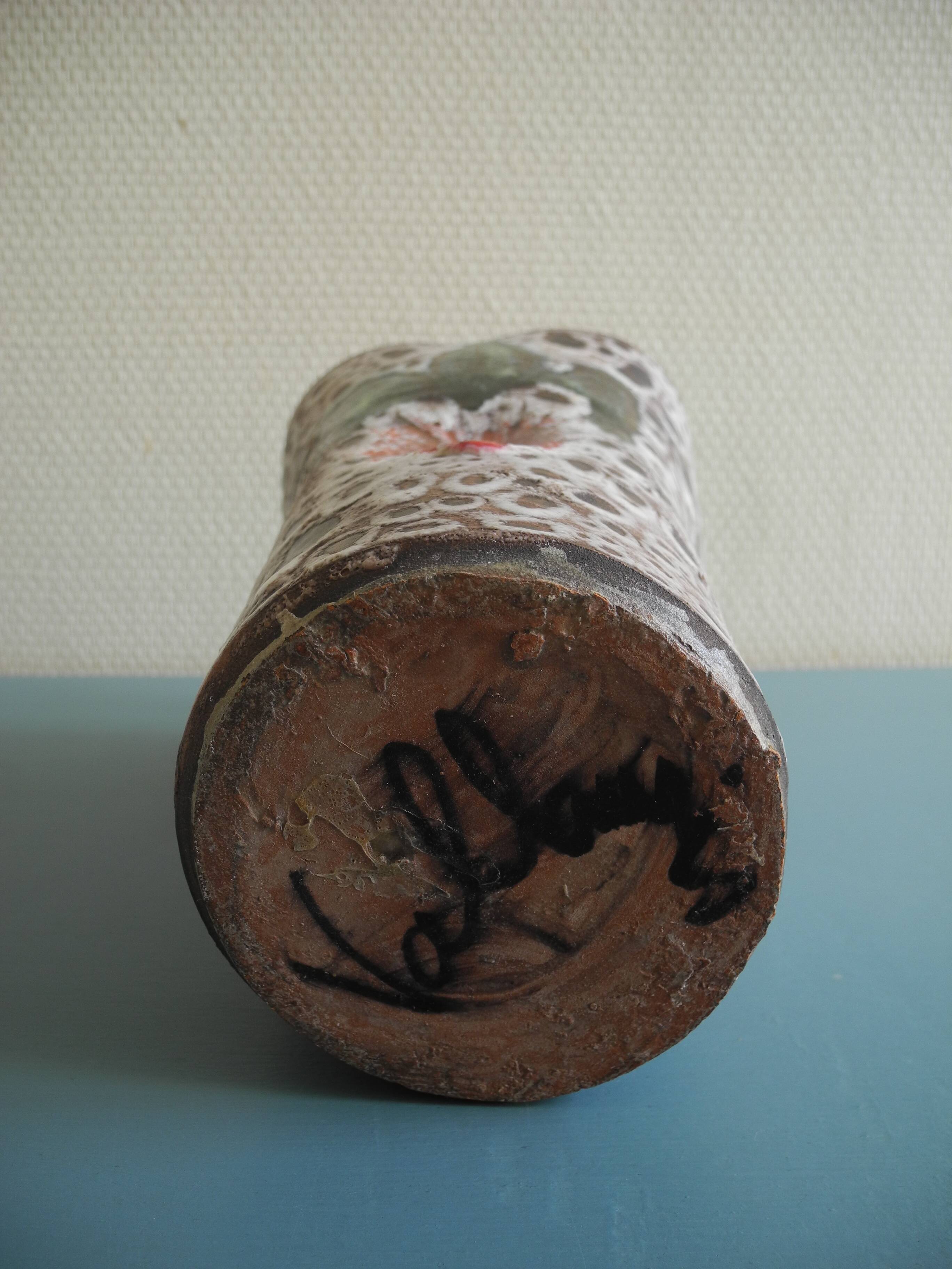 ceramic vase Vallauris fat lava vintage deco glazed ceramic vase 50s