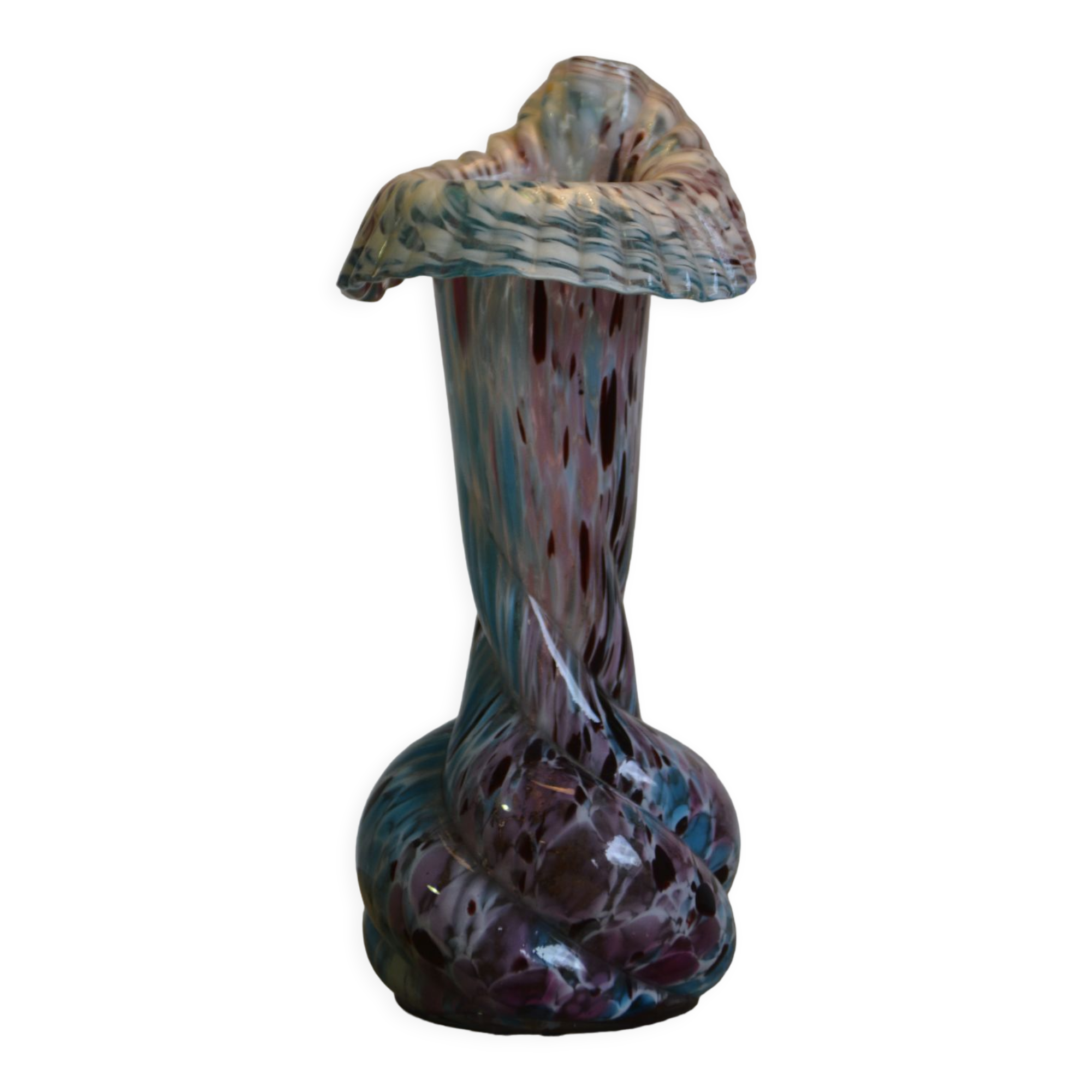 Pink and twisted blue vase