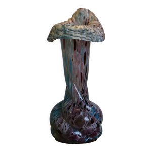 Vase rose et bleu torsadé