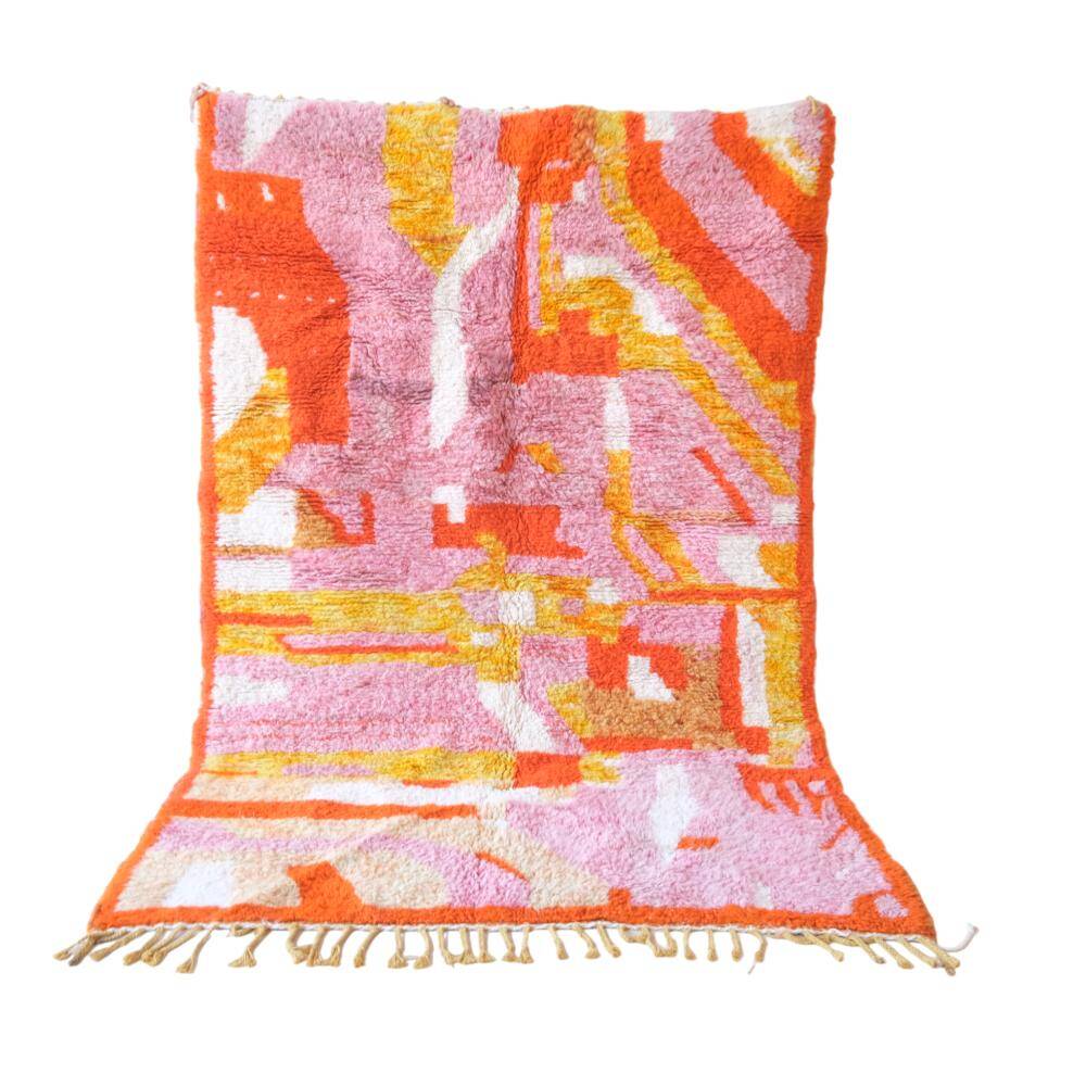 Boujad. tapis marocain rose et orange, 192 x 280 cm