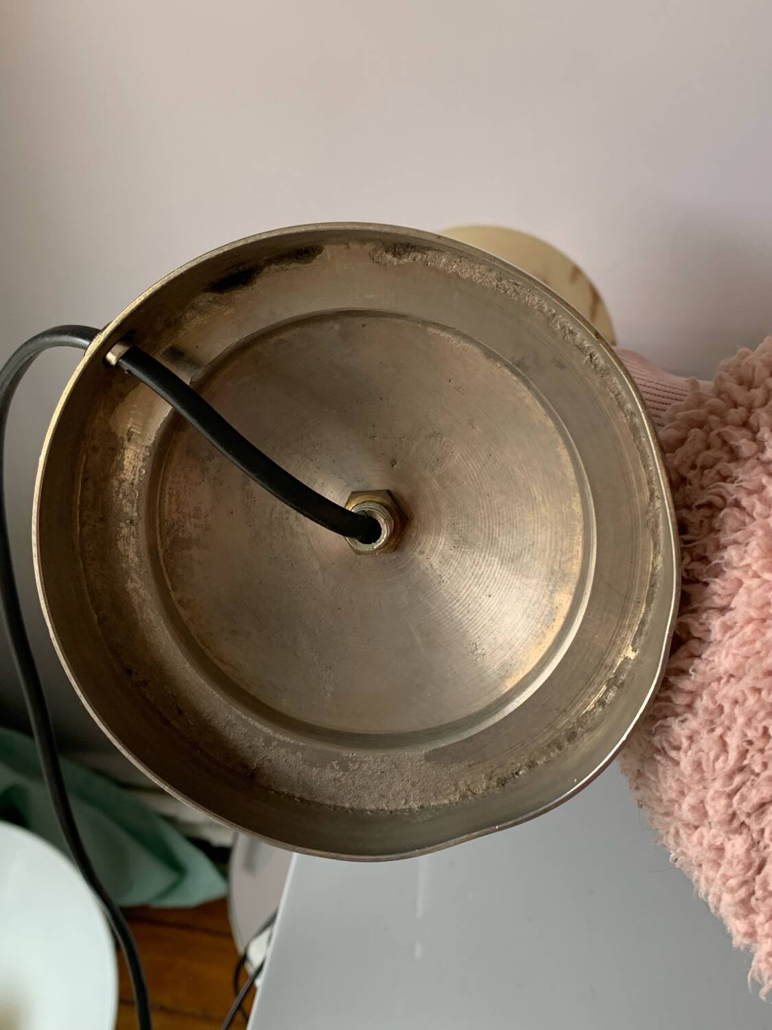 Silver bronze art deco table lamp