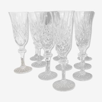 Set of 10 crystal flutes