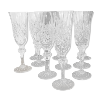 Set of 10 crystal flutes