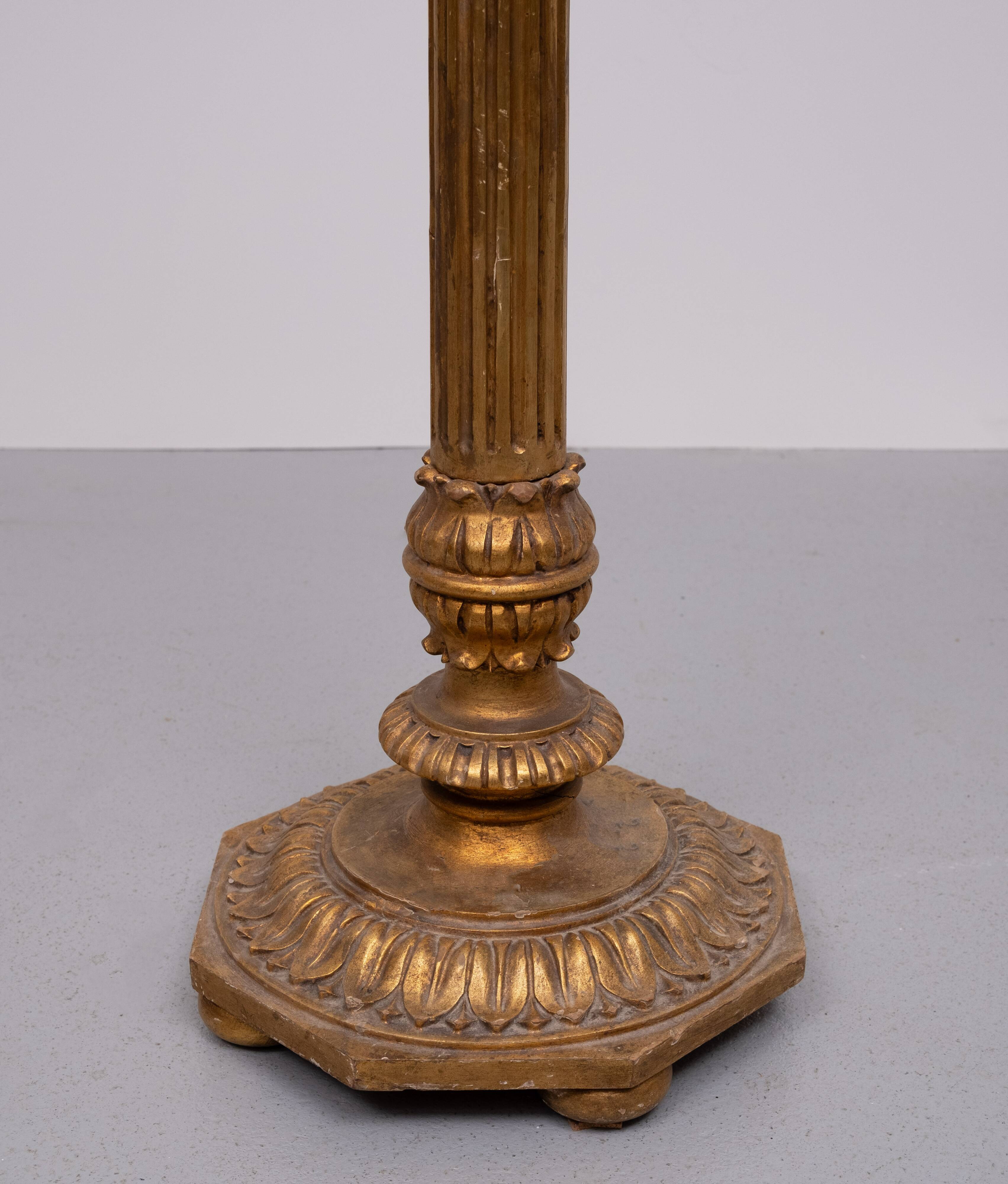 Rococo Italian Wooden Floor Lamp in Gold, 1950s