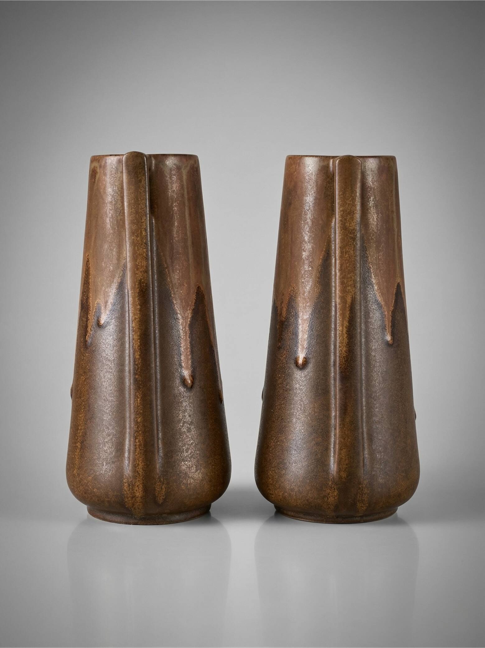 Pair of Denbac vases model 244 – vintage glazed French ceramics