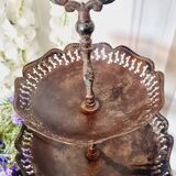 Large three-tiered fruit bowl in iron and brass, French style, rust.