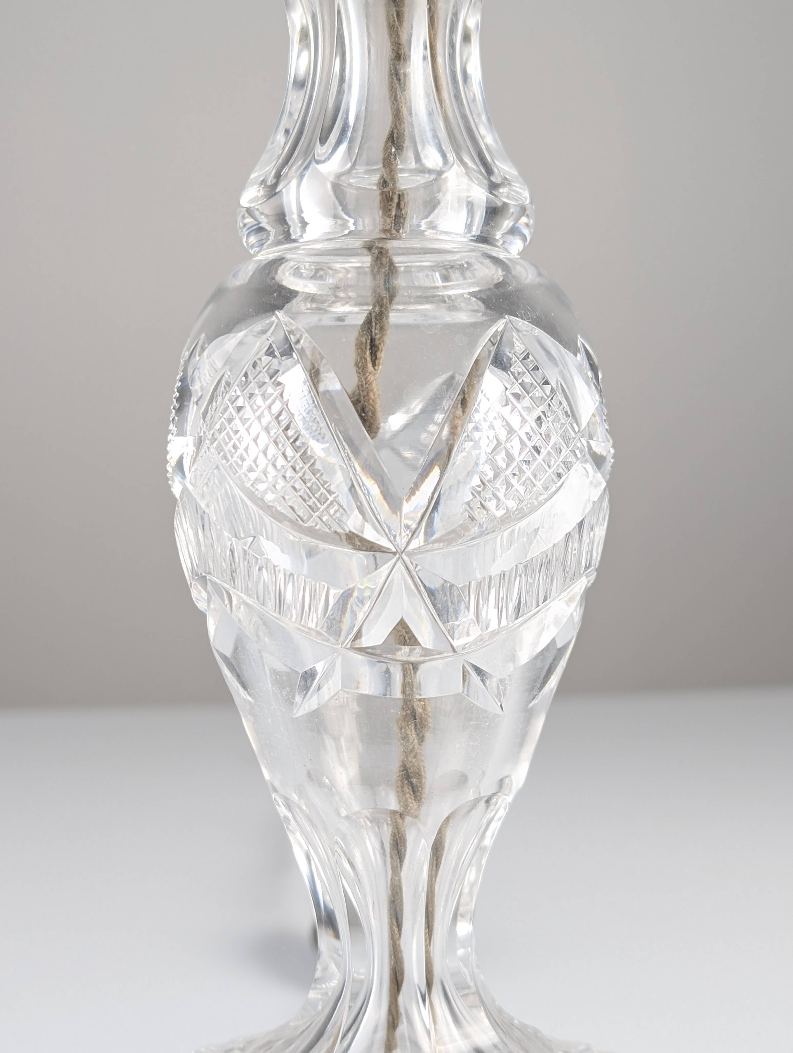 French Art Deco Cut Crystal 'Mushroom' Table Lamp, 1920s