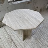 Octagonal travertine coffee table