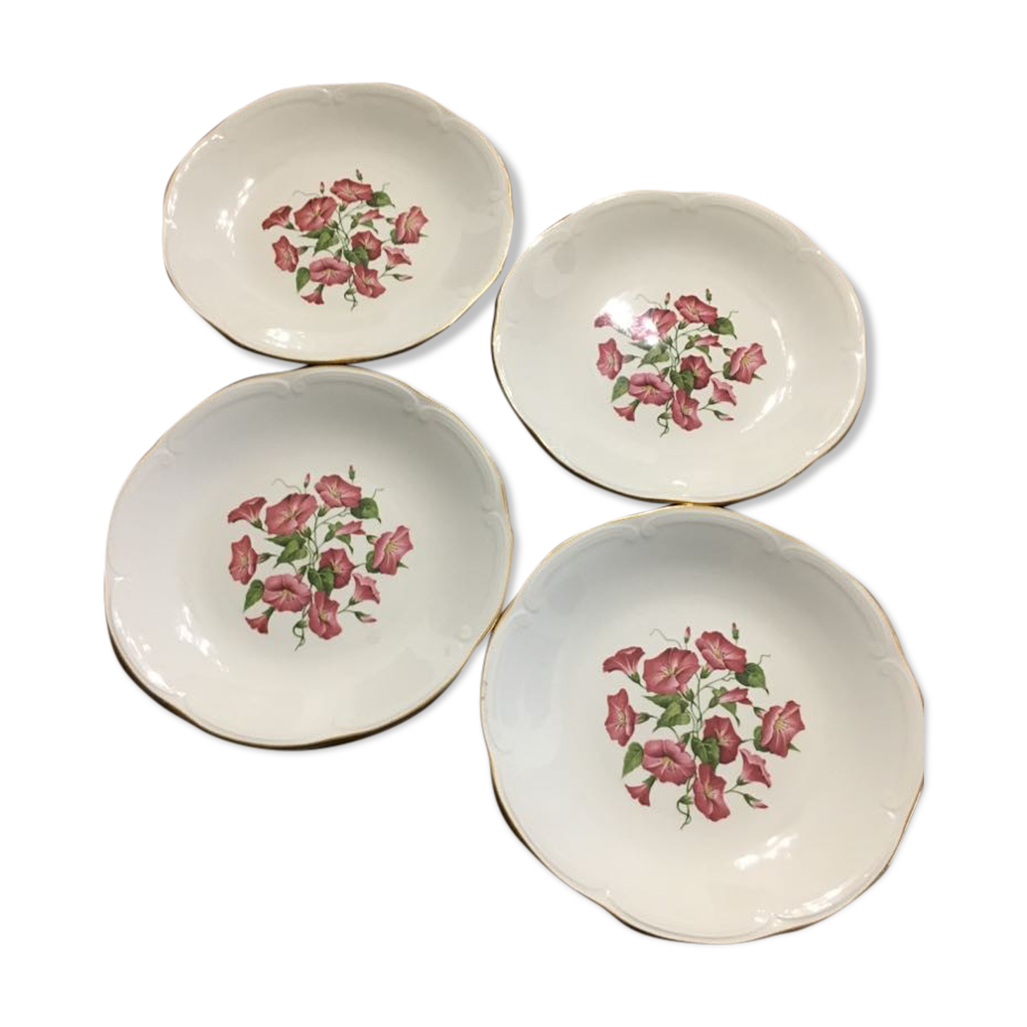 4 old flat plates in Gien porcelain