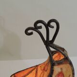 Moroccan henna lamp in leather /oriental lamp/Marrakech/45 cm /Vintage