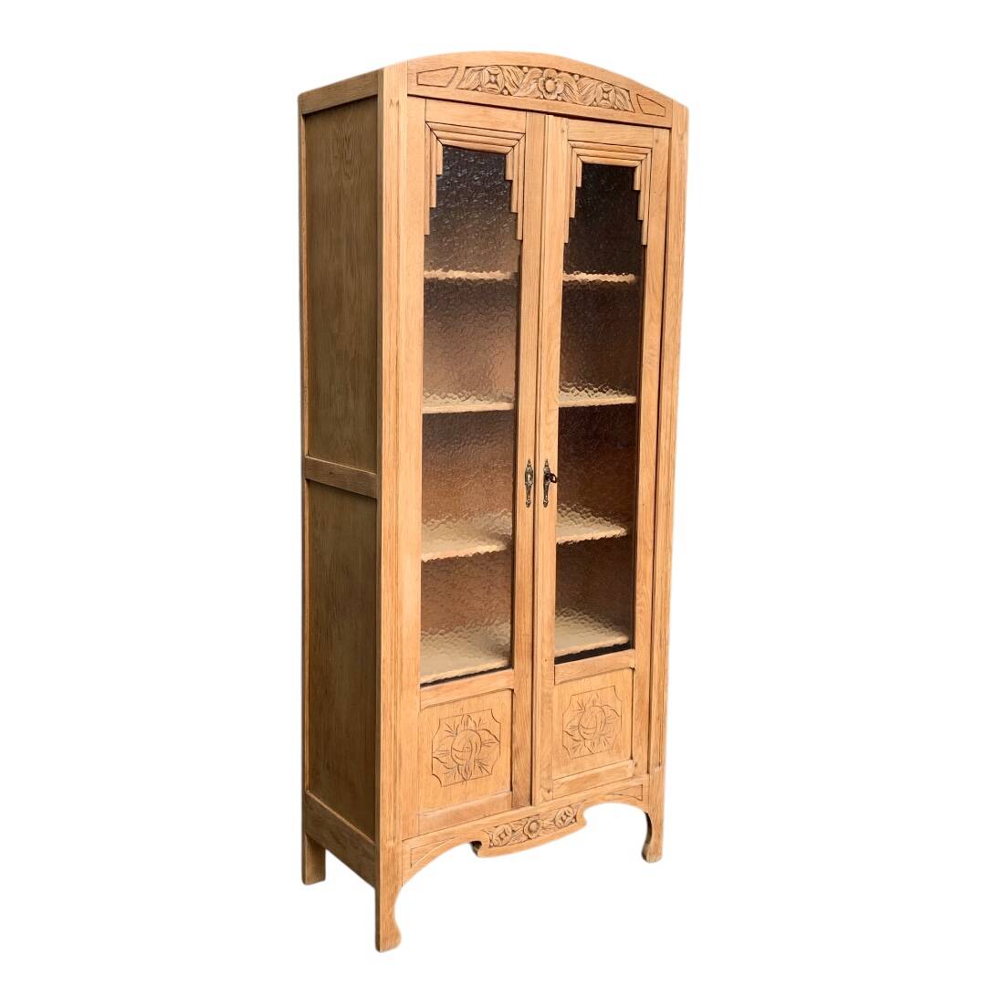 Parisian glass cabinet art deco raw wood 1930