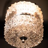 Vintage Crystal Glass Chandelier: Mid-Century Modern Austrolux Pendant Ligh