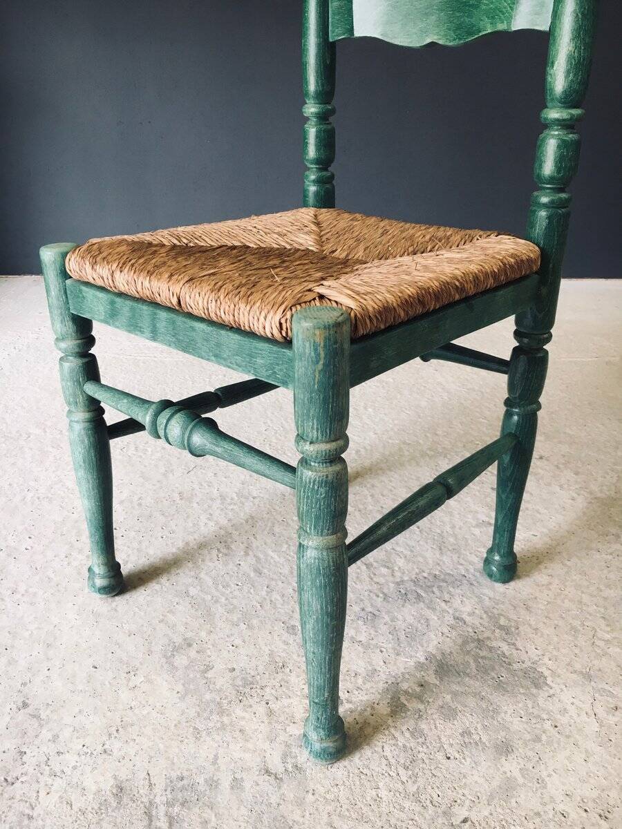 Rustic Austrian Alps Green Side Chairs, Austria, 1950s, Set of 2
