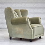 1970s, Danish relax armchair, light green furniture velour