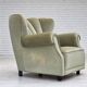 1970s, Danish relax armchair, light green furniture velour