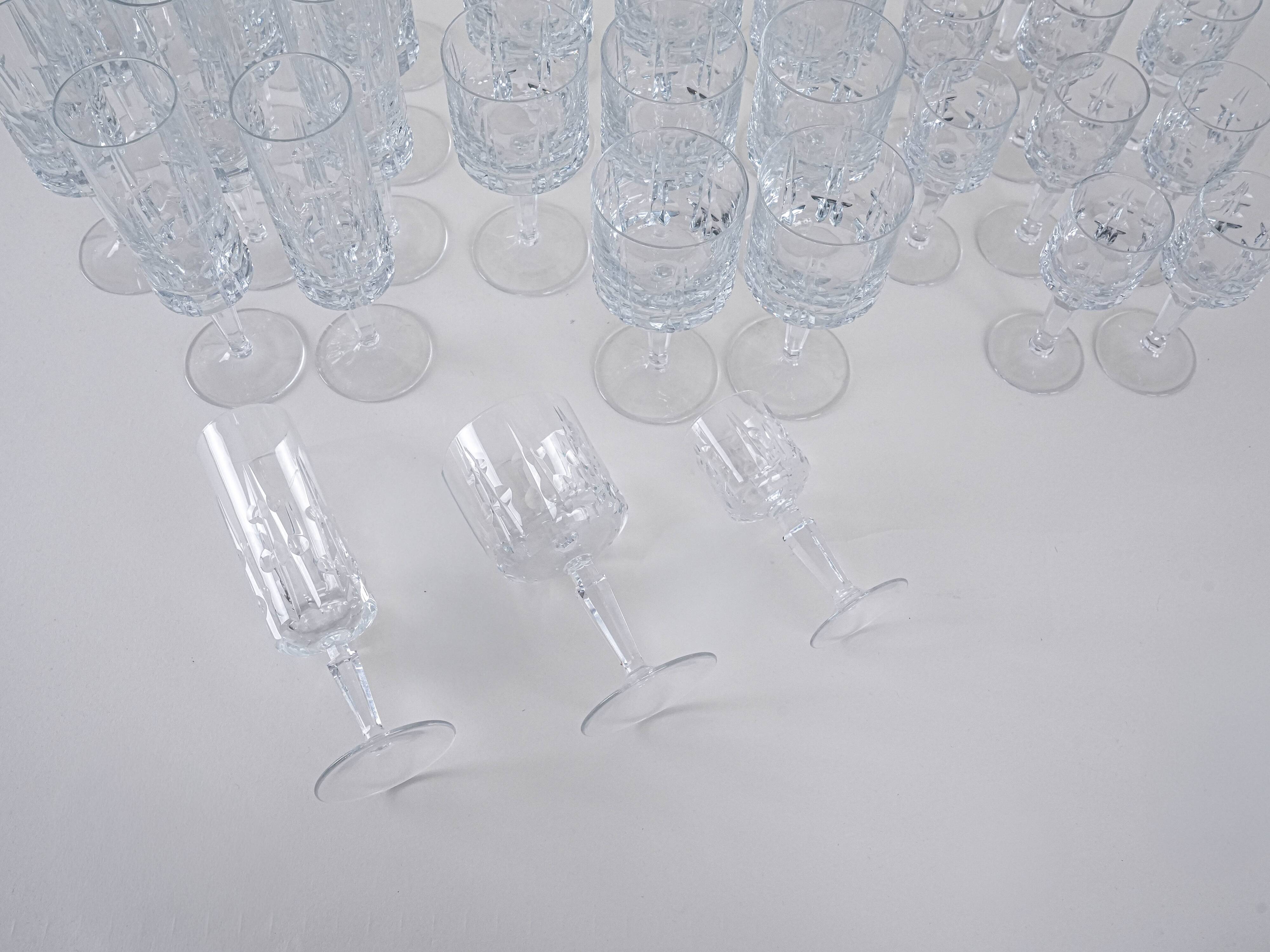 Set of crystal glasses, Italian design, 1970s, made in Italy