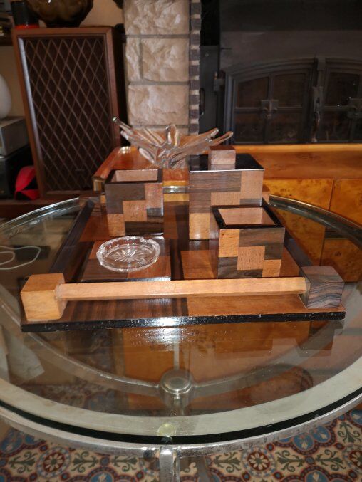 Necessary modernist smoker in rosewood and art deco macassar
