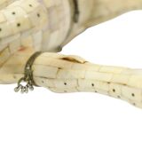 Pair of Decorative Wooden Horses Covered with Bone Mosaic Silver Plated
